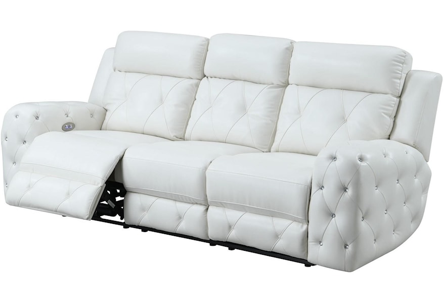u8311 power motion sofa in white leather gel
